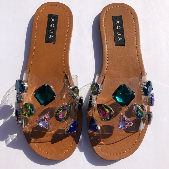 clear sandal slides